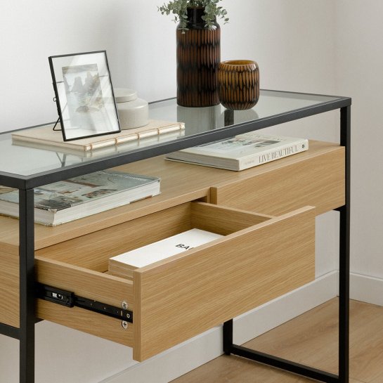 kenay home Consola negra y natural 2 cajones Los más vendidos