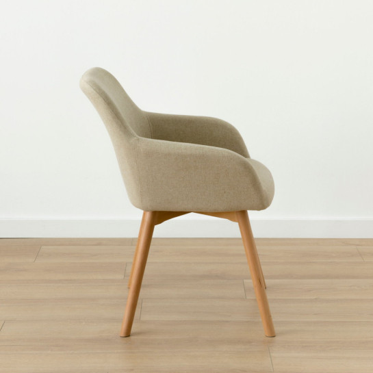 kenay home Silla tapizada beige patas madera Liquidación