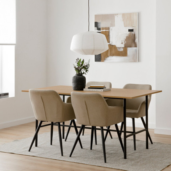 kenay home Silla tapizada beige patas negras Mejor oferta