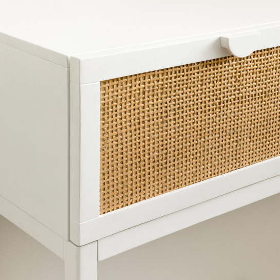 kenay home Consola blanca y ratán 1 cajón Oferta especial