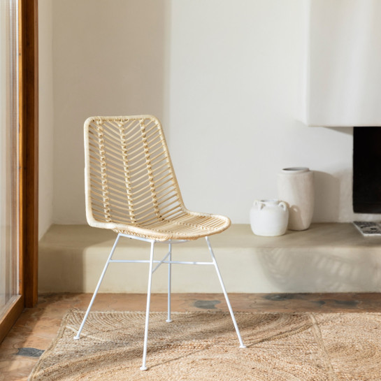 kenay home Silla ratán natural patas blancas Último día