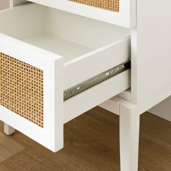 kenay home Mesita de noche blanca y ratán 2 cajones Promoción trimestral