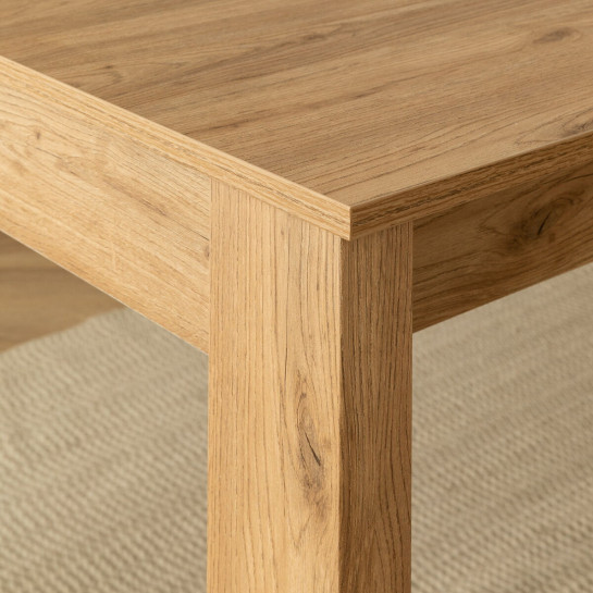 kenay home Conjunto mesa comedor extensible rectangular natural 140 Hegas + 4 sillas tapizadas gris Rebajas de fábrica