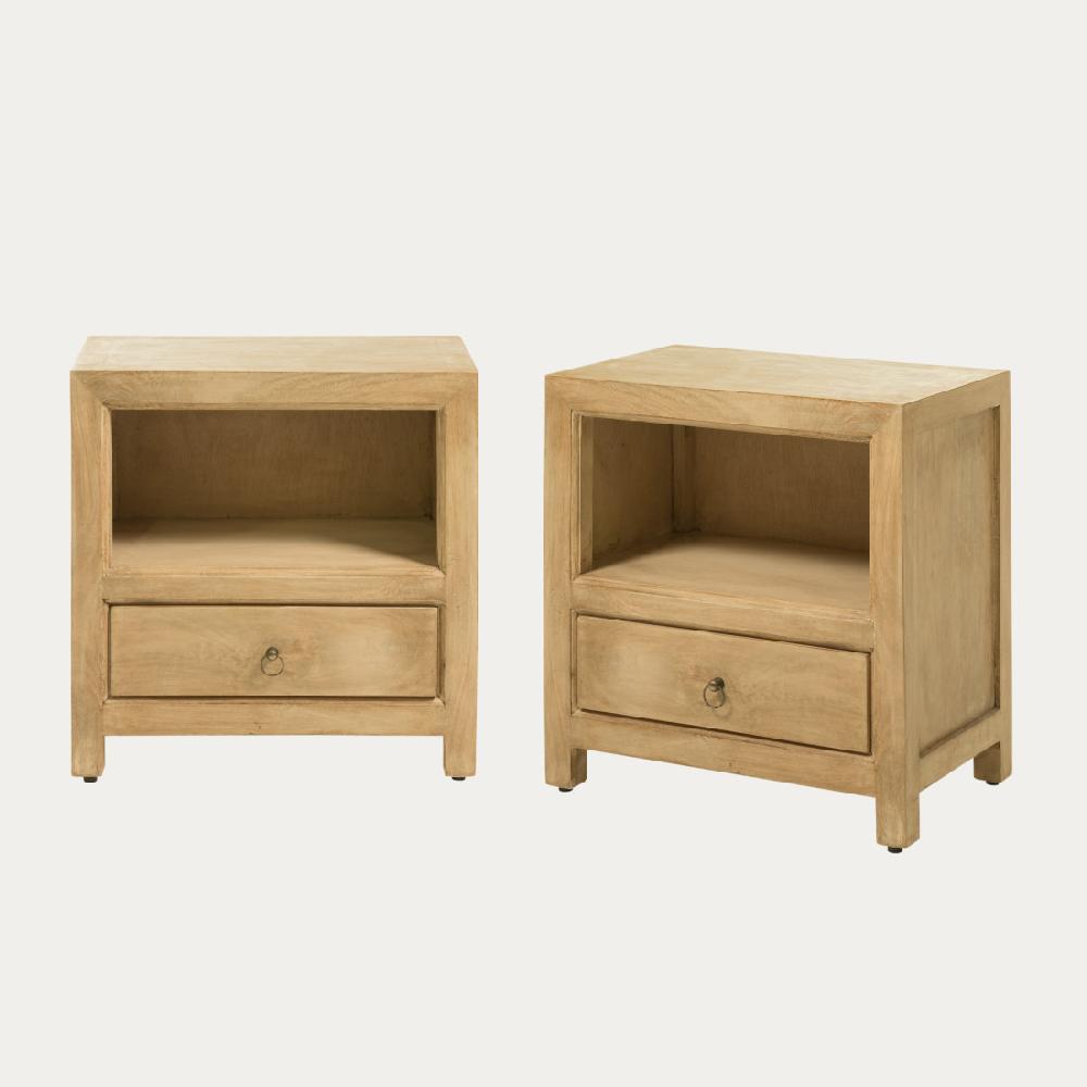 kenay home Pack 2 mesitas de noche natural 1 cajón Rebajas online