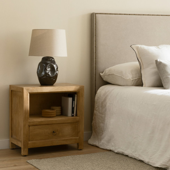 kenay home Pack 2 mesitas de noche natural 1 cajón Rebajas online
