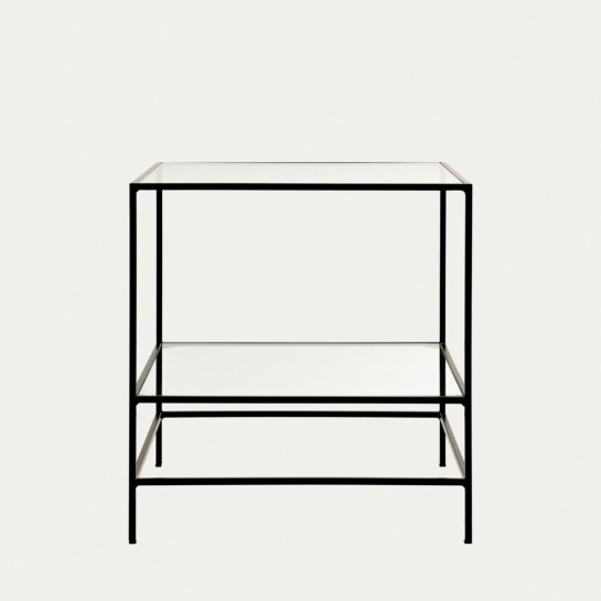kenay home Mesa auxiliar cuadrada negra y cristal 50 Oferta especial de fábrica