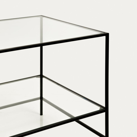 kenay home Mesa auxiliar cuadrada negra y cristal 50 Oferta especial de fábrica