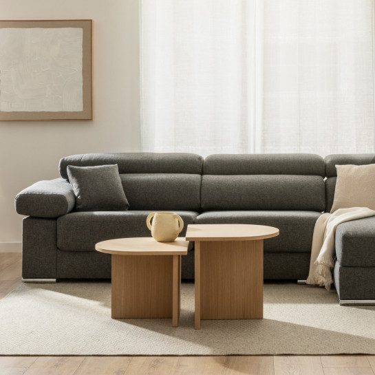 kenay home Set mesas de centro ovaladas natural Liquidación