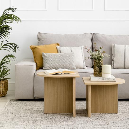 kenay home Set mesas de centro ovaladas natural Liquidación