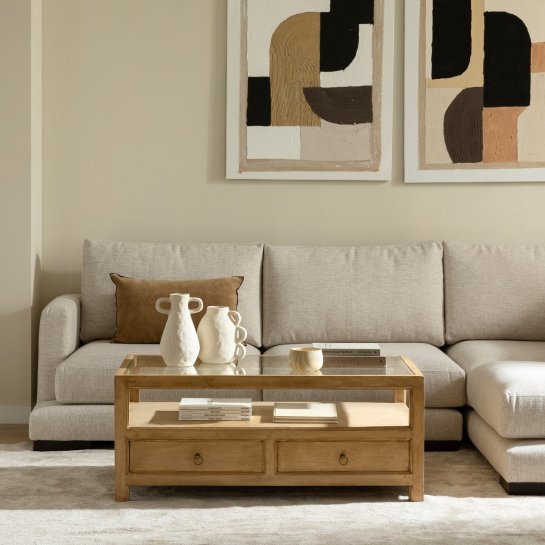 kenay home Mesa de centro rectangular natural 115 Precios de Black Friday