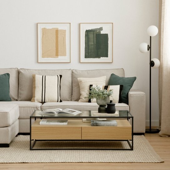 kenay home Mesa de centro rectangular negra y natural 120 En oferta