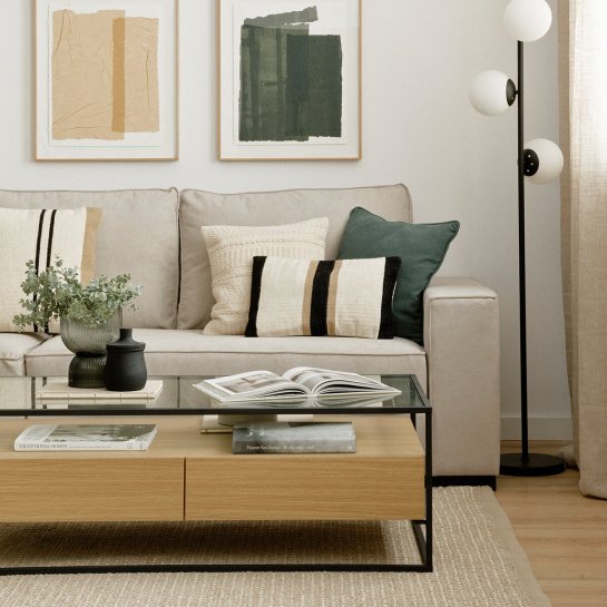 kenay home Mesa de centro rectangular negra y natural 120 En oferta