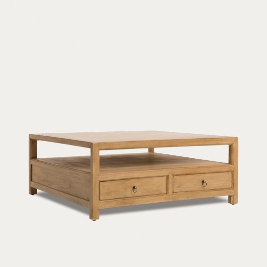 kenay home Mesa de centro cuadrada natural 110 Descuento por venta flash