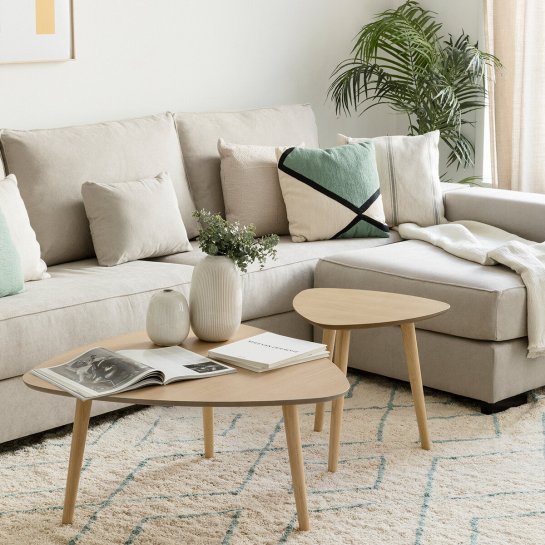kenay home Mesa de centro triangular natural 85 Rebajas baratas