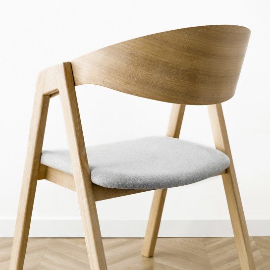 kenay home Silla tapizada beige chapa de roble natural Libre de impuestos