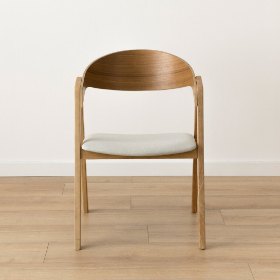 kenay home Silla tapizada beige chapa de roble natural Libre de impuestos