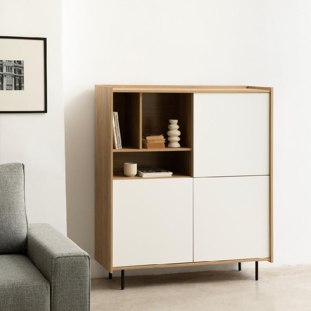 kenay home Aparador compacto 120 blanco y natural Descuentos del mes
