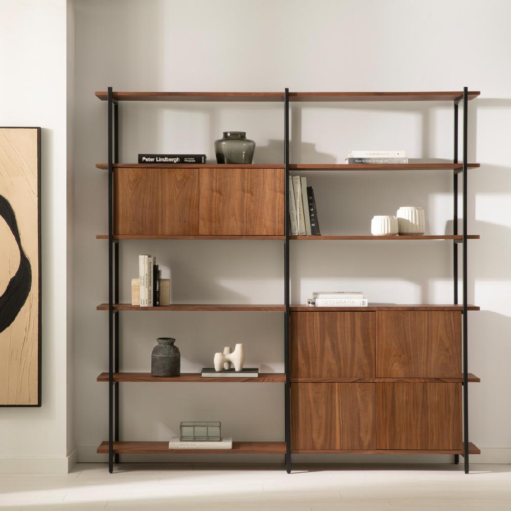 kenay home Estantería alta doble chapa de nogal Última moda