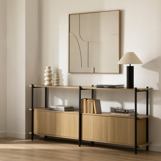 kenay home Estantería baja doble negra Ofertas de temporada