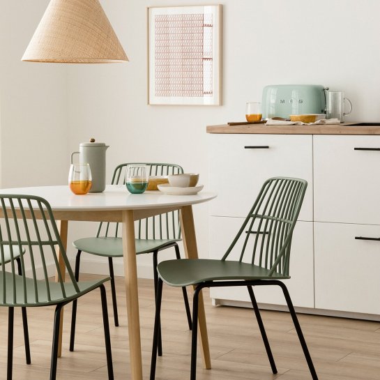 kenay home Mesa de comedor redonda blanca y natural 100 Últimos 2 días
