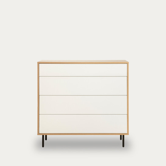 kenay home Cómoda blanca y natural 4 cajones Oferta especial de fábrica