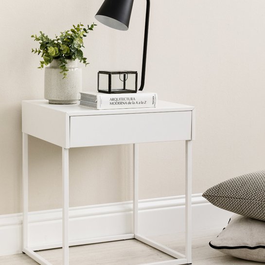 kenay home Mesita de noche blanca 1 cajón Liquidación