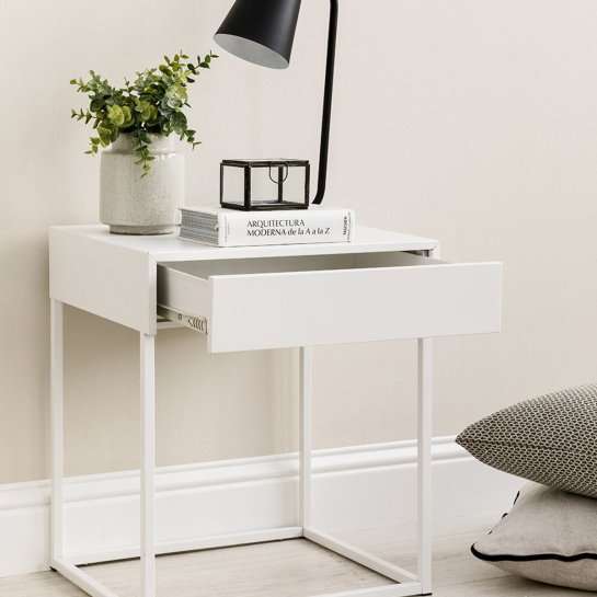 kenay home Mesita de noche blanca 1 cajón Liquidación