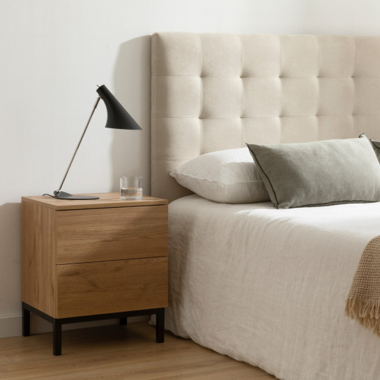 kenay home Mesita de noche natural 2 cajones Precio ultrabajo