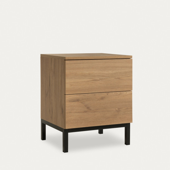 kenay home Mesita de noche natural 2 cajones Precio ultrabajo