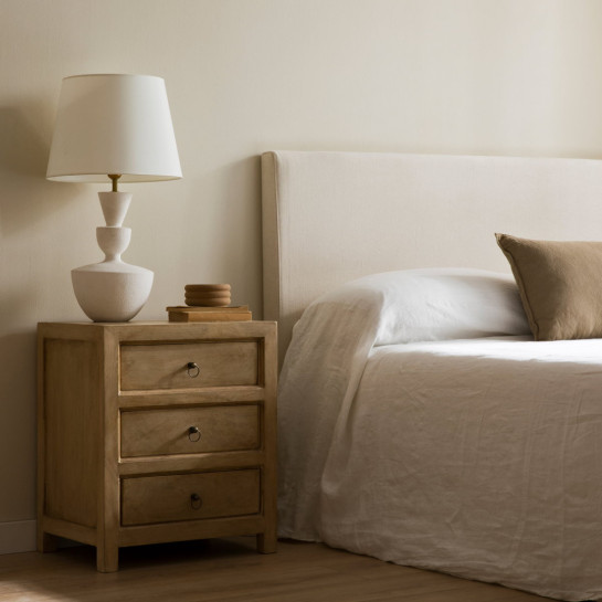 kenay home Mesita de noche natural 3 cajones Rebajas baratas