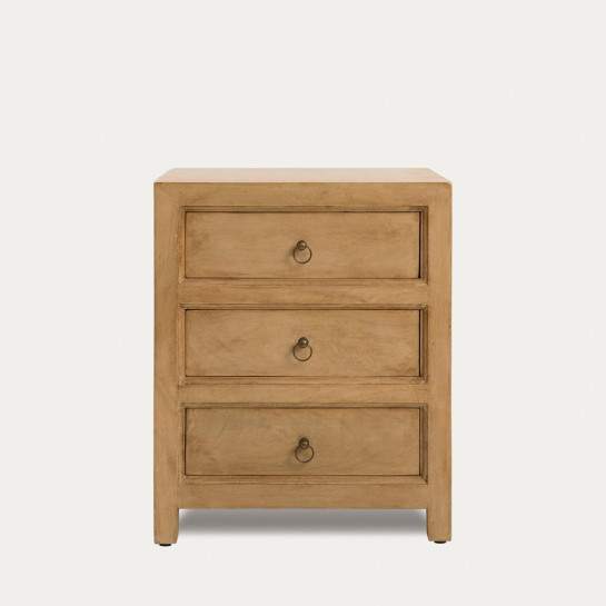 kenay home Mesita de noche natural 3 cajones Rebajas baratas