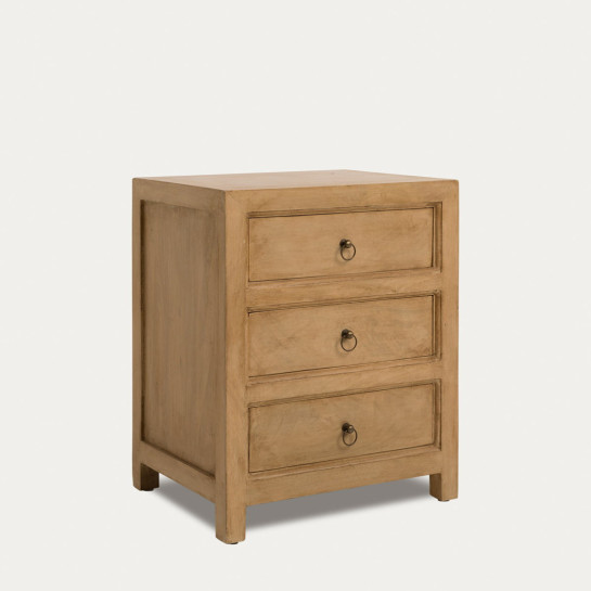 kenay home Mesita de noche natural 3 cajones Rebajas baratas