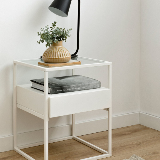 kenay home Mesita de noche blanca 1 cajón Tienda