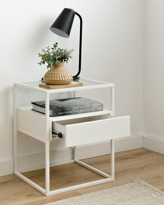 kenay home Mesita de noche blanca 1 cajón Tienda