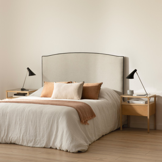 kenay home Cabecero tapizado 150/160 beige ribete negro ÚLTIMAS EDICIONES
