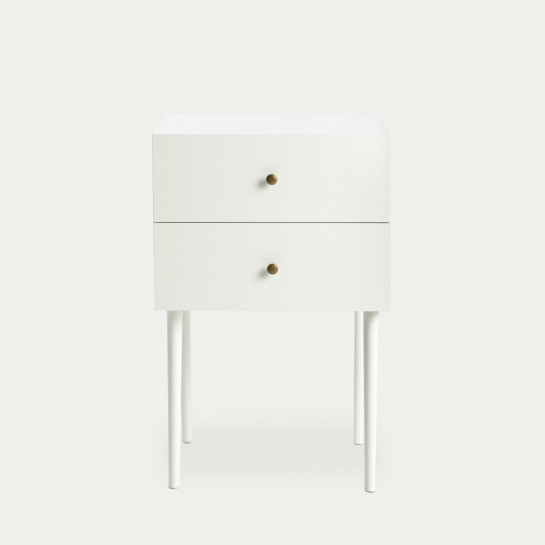 kenay home Mesita de noche blanca 2 cajones Solo hoy
