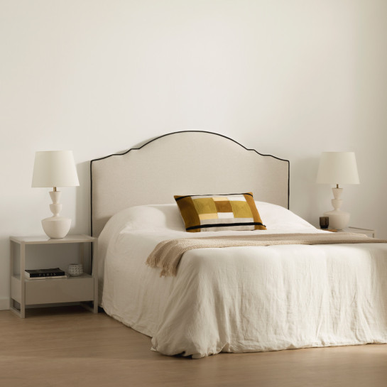 kenay home Cabecero tapizado 150/160 beige ribete negro Superdescuento