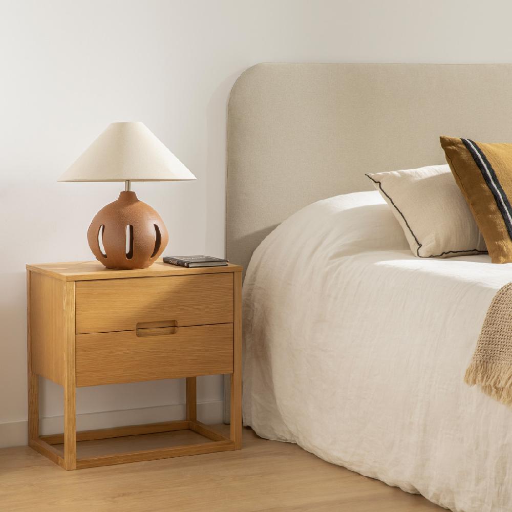 kenay home Mesita de noche roble 2 cajones