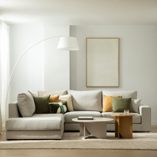 kenay home Sofá chaise izquierda mediano tapizado beige Rebajas