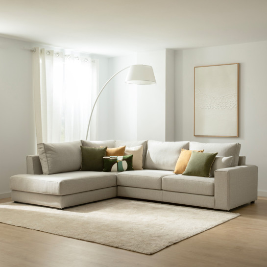 kenay home Sofá chaise izquierda mediano tapizado beige Rebajas