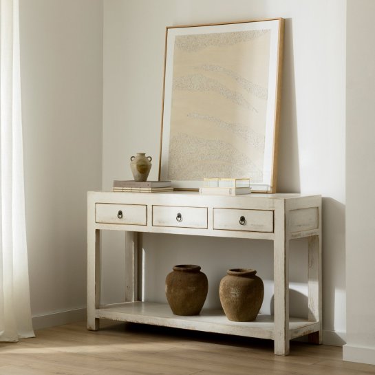 kenay home Consola blanca 3 cajones Envío gratis