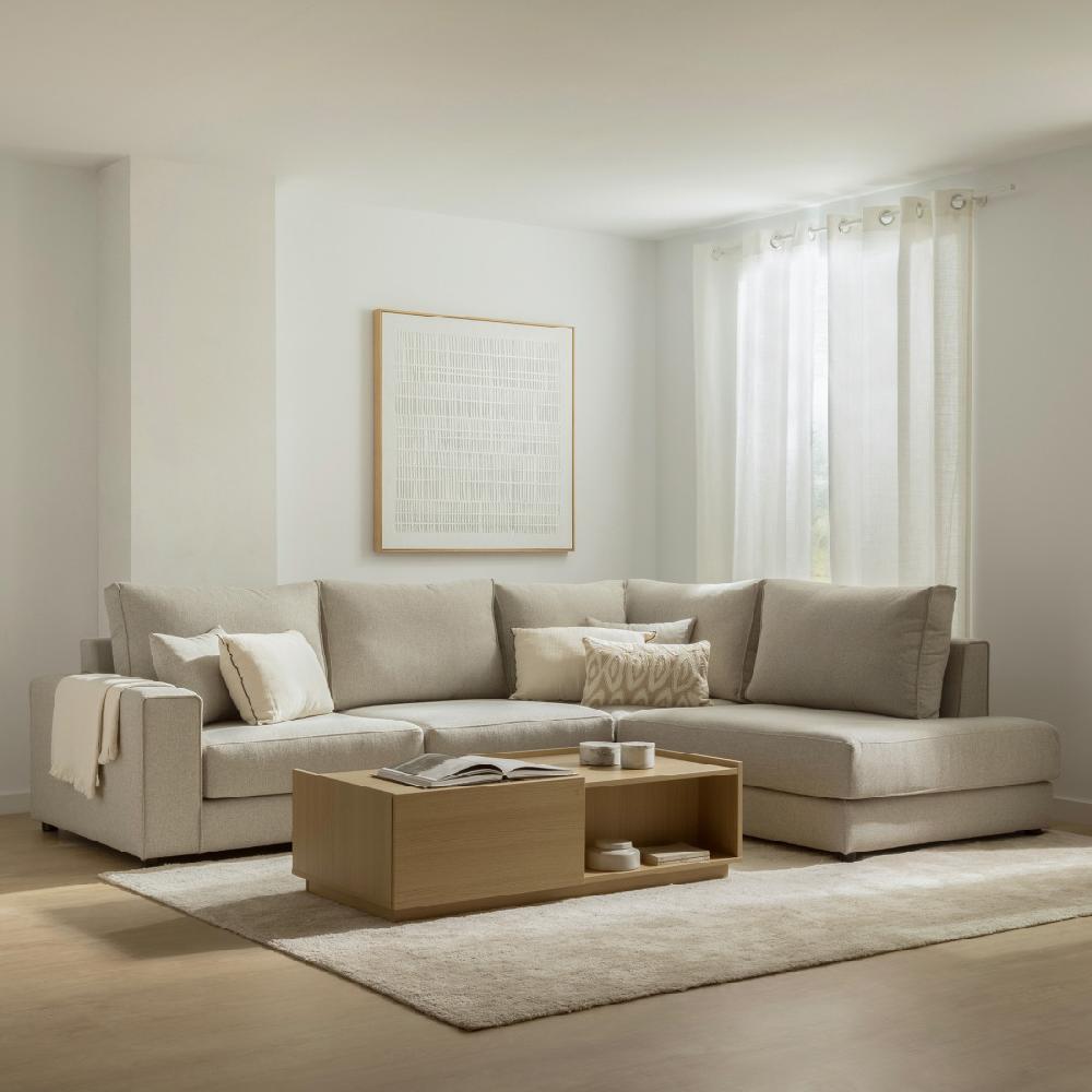 kenay home Sofá chaise derecha mediano tapizado beige Precio ultrabajo