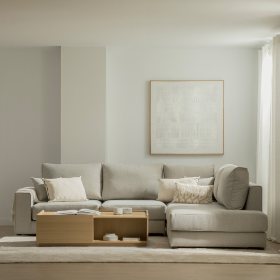 kenay home Sofá chaise derecha mediano tapizado beige Precio ultrabajo