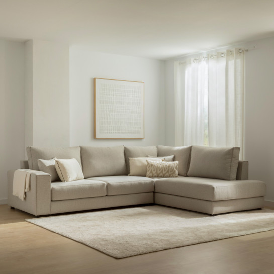 kenay home Sofá chaise derecha mediano tapizado beige Precio ultrabajo