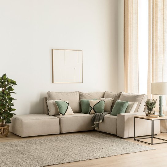 kenay home Sofá rinconera 3 5 plazas + puf personalizable Ventas relámpago