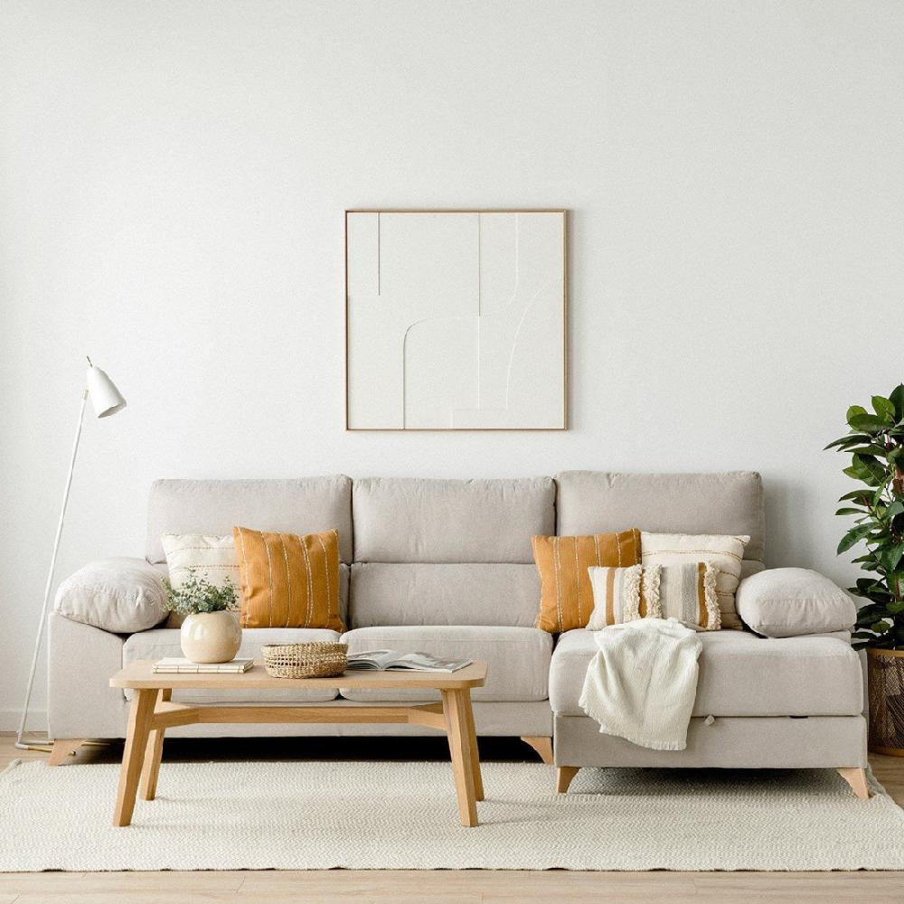 kenay home Sofá con arcón chaise derecha perla Liquidación