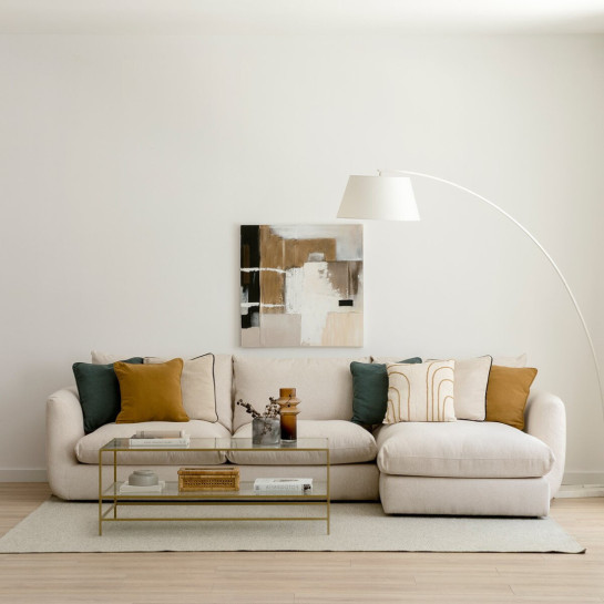 kenay home Sofá beige chaise derecha Envío internacional gratuito