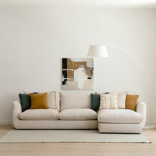 kenay home Sofá beige chaise derecha Envío internacional gratuito