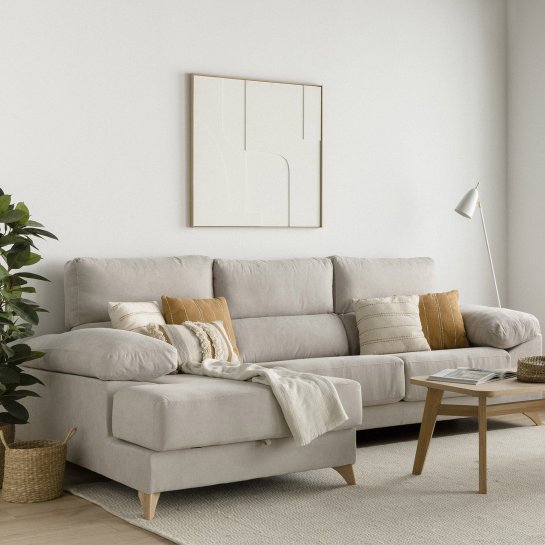 kenay home Sofá con arcón chaise izquierda perla Precios de Black Friday