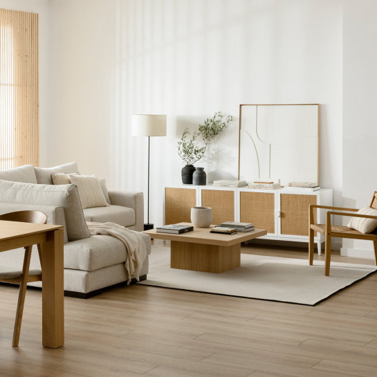 kenay home Mueble TV 180 blanco y ratán Devoluciones gratuitas